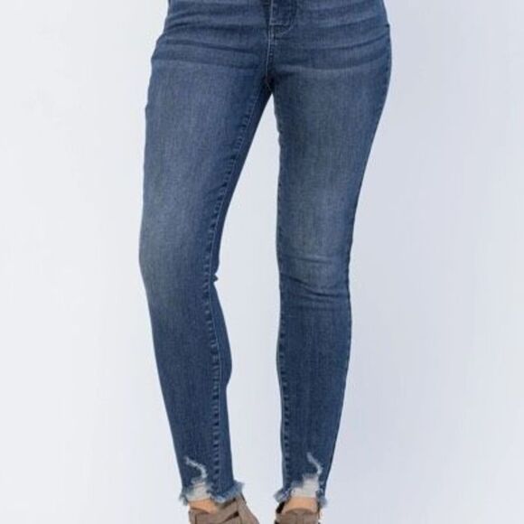 Judy Blue High Rise Tummy Control Sz 13/31 (14) Stretch Frayed Ankle - Picture 1 of 7